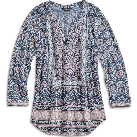 NWOT Lucky Brand Women’s Block Floral Top Size Medium - Picture 3 of 7